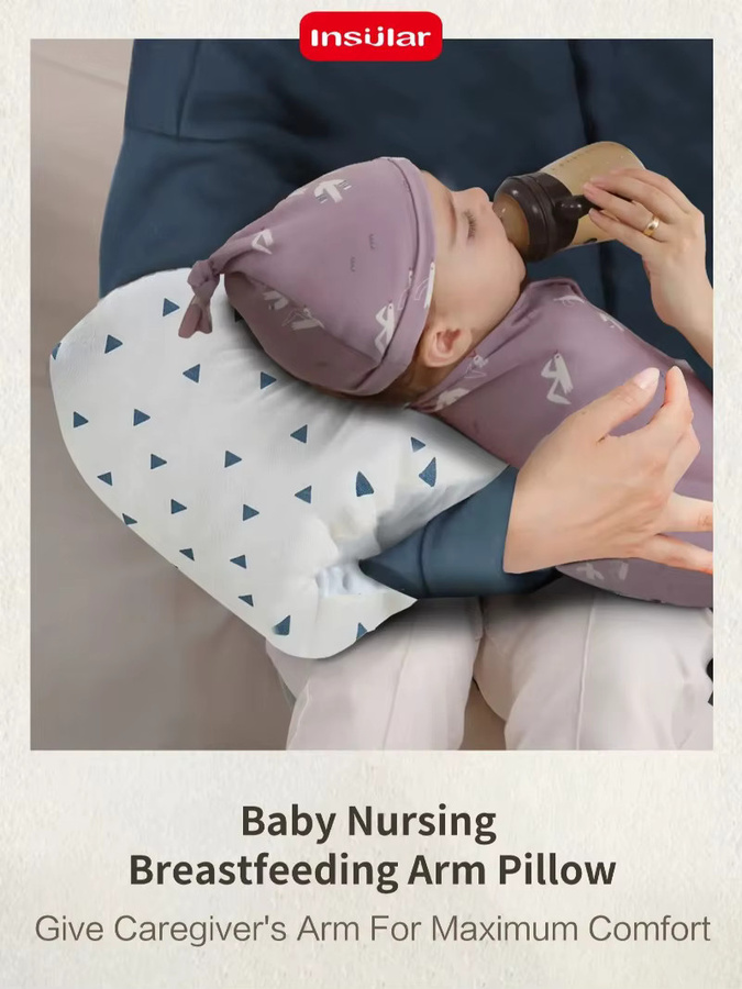 Baby-Stillkissen aus reiner Baumwolle und Fleece mit Armstütze und Kopfpolster für Neugeborene in Grau und Weiß - Bild 4