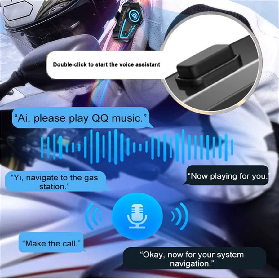 JYD-C50 Motorradhelm-Headset Bluetooth Freisprecheinrichtung mit HiFi Stereo, RGB-Licht und IPX67 Wasserdichtigkeit in Schwarz - Bild 2