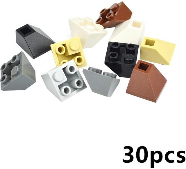 Linyi toy car Schrägstein 2x2 45 Umgekehrt Doppel DIY Enlighten Dach Bausteine, 30-teiliges Set, ab 6 Jahren - Bild 1