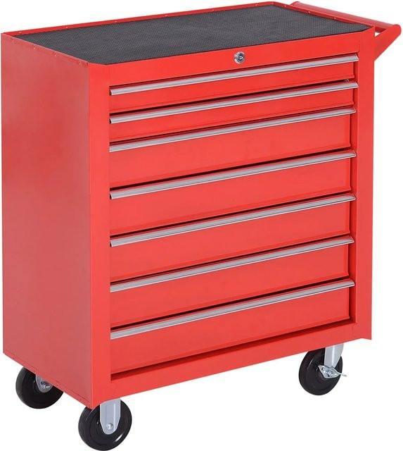 DURHAND Werkstattwagen aus Stahl in Rot, rollbar und abschließbar, B/T/H: 69 x 33 x 75 cm - Bild 1