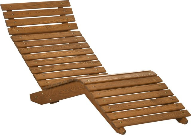 Outsunny Sonnenliege aus Lärchenholz in Braun mit ergonomischem Design, B/T/H: 170 x 66 x 77 cm - Bild 1