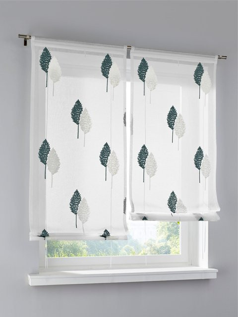 Heine Home Bändchenrollo Floral Green, semi-transparent, Breite: 140 cm, Höhe: 45 cm - Bild 1