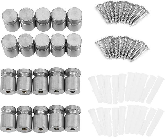 20 Stück Glasabstandshalter aus Edelstahl in Silber, Befestigungsschrauben M12 x 20 mm - Bild 1