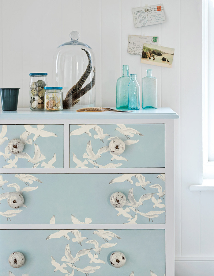 Sanderson Tapete Seagulls Blue im Vintage-Design mit Tiermotiv für Schlafzimmer und Esszimmer - Bild 1