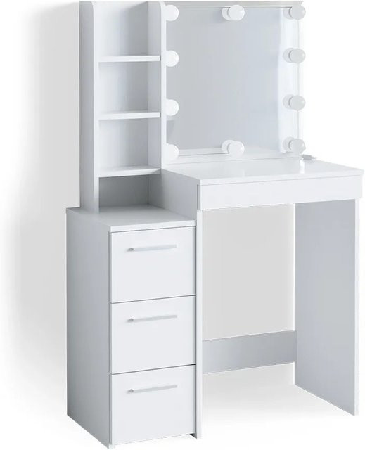 Vicco Schminktisch Meryl in Weiß mit LED-Beleuchtung und skandinavischem Design, Breite: 40 cm - Bild 2