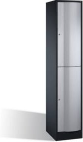 C+P Doppelstockspind Resisto mit 2 Fächern, Korpus Schwarzgrau und Front Weißaluminium, H x B x T: 195,0 x 39,6 x 54,0 cm - Bild 1