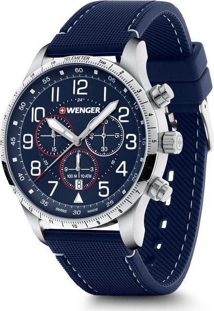 Wenger Herrenuhr Attitude Chronograph, Edelstahl, Quarz, 44 mm, Blau - Bild 1