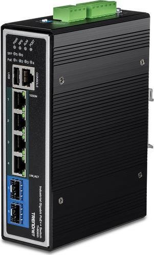 TRENDnet TI-BG62i Industrial Gigabit L2+ Managed PoE++ Switch mit 6 Ports, Schwarz - Bild 1