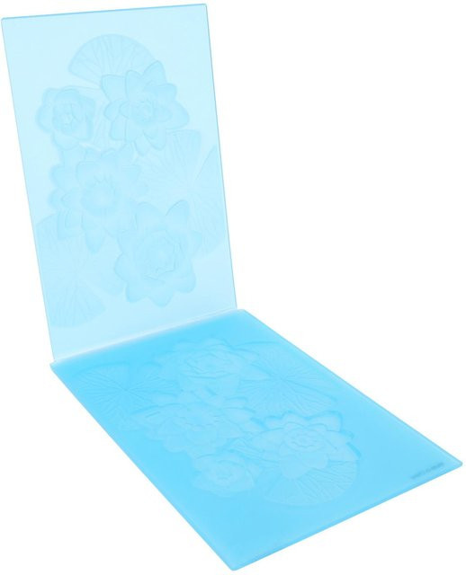 GoolRC Prägefolder A6 mit floralem 3D-Blumenmuster aus Kunststoff in Weiß und Transparent für Scrapbooking und Kartenherstellung - Bild 1