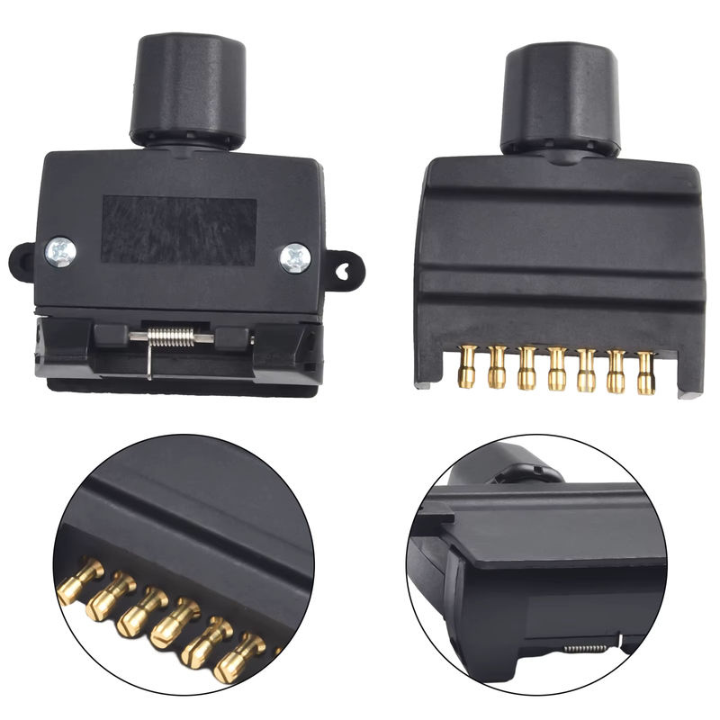7-poliges Anhängerstecker und Buchsen Set in Schwarz für Caravan und Boot mit 12V DC Adapter - Bild 6