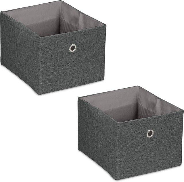 Relaxdays Aufbewahrungsbox 2er Set aus Stoff in Dunkelgrau, faltbar, B/T/H: 16 x 20,5 x 25 cm - Bild 1