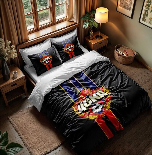 Flylo Fußball Bettwäsche Set mit Bezug und Kissenbezug in Weiß und Schwarz, B/H: 135 x 200 cm - Bild 1