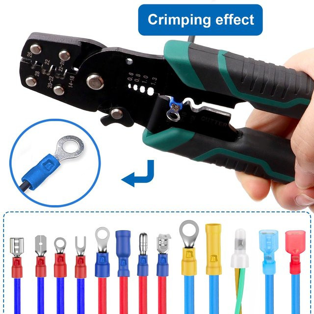 AOKIN Multifunktionale Abisolier-Crimpzange für Drahtverbinder, 22–10 AWG, mit Abisolierfunktion und Schneidefunktion - Bild 1