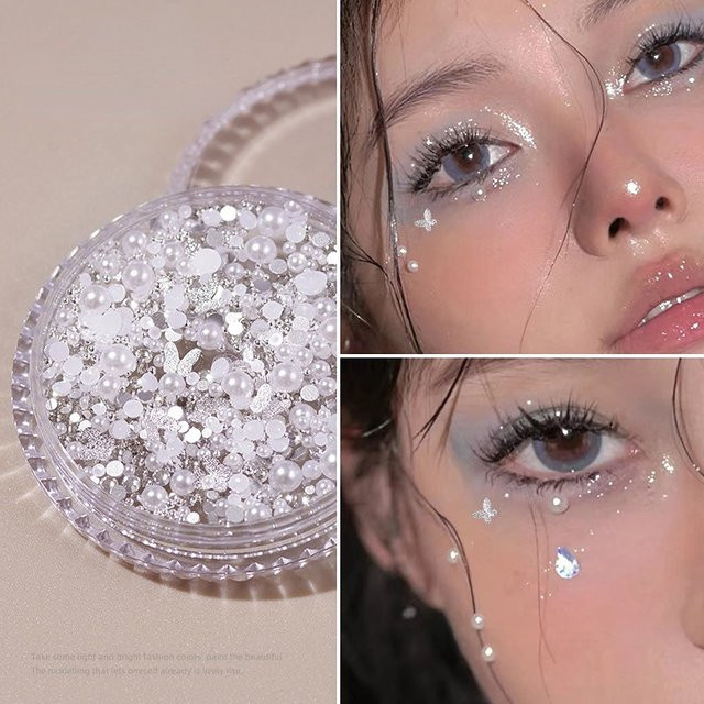 BMPEIC Make-up Dekoration Patch, Schmetterling, Diamant, Perle, Strass, Glitter, Pailletten - Bild 1
