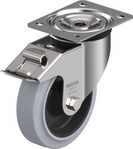 Blickle Lenkrolle LX-POEV 160XR-FI-SG mit Feststeller in Schwarz-Grau aus Edelstahl mit 160 mm Rad-Durchmesser und 400 kg Tragfähigkeit - Bild 1