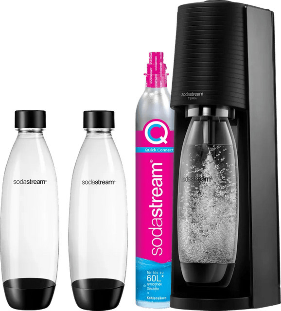 SodaStream TERRA Sprudelgerät Schwarz mit Quick Connect und 2 Kunststoffflaschen à 1 Liter - Bild 1