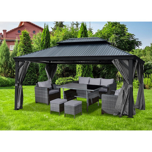 Jet-Line Pavillon Damaskus mit Hardtop in Grau, B/H/T: 300 x 365 x 195 cm - Bild 2