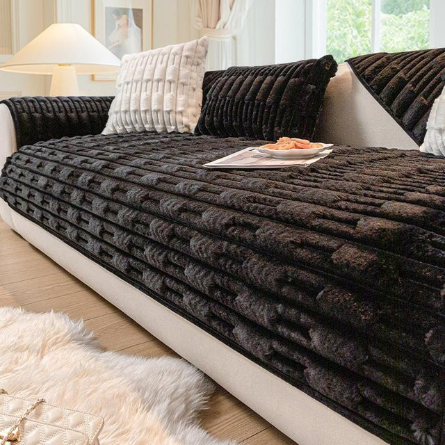 BC-Warm Home Kaninchen Kaschmir Plüsch Sofakissen in Schwarz, B/B/H: 90 x 90 x 90 cm - Bild 1