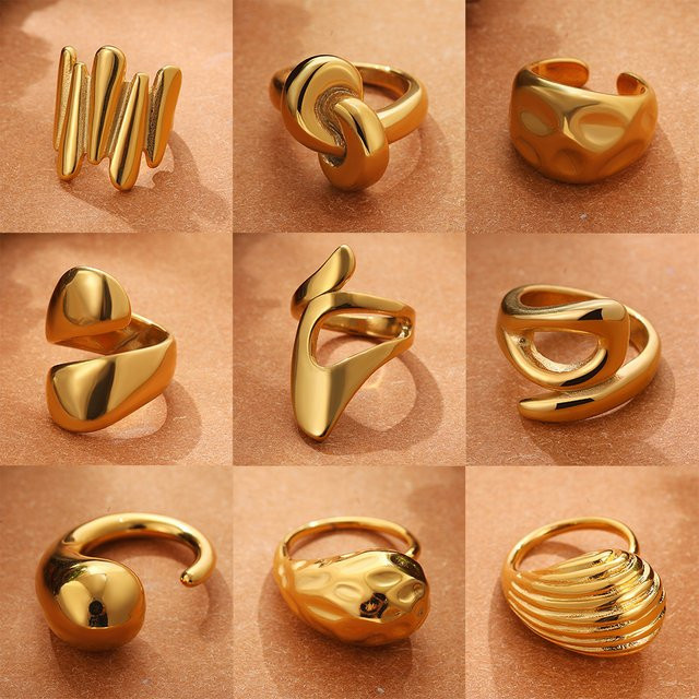 amofa Ring Edelstahl, Gold, Vintage, Damen - Bild 1