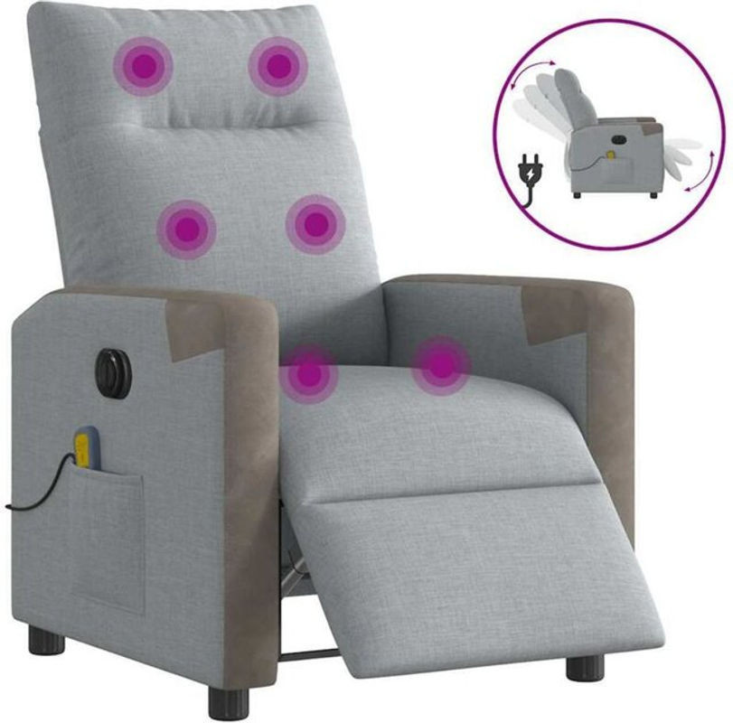 VidaXL Elektrischer Relaxsessel aus Stoff in Grau - Bild 1