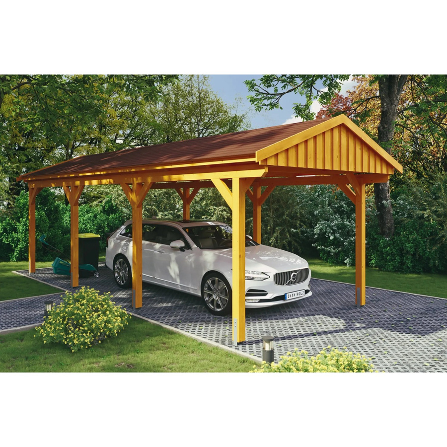 Skan Holz Carport Fichtelberg aus Fichte und Leimholz in Beige mit Dachschindeln, B/T: 317 x 808 cm, Höhe: 303 cm - Bild 2