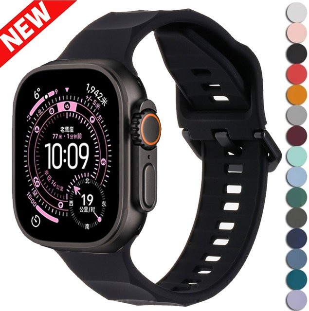 Smartwatch-Armband Silikon, Schwarz, Unisex - Bild 1