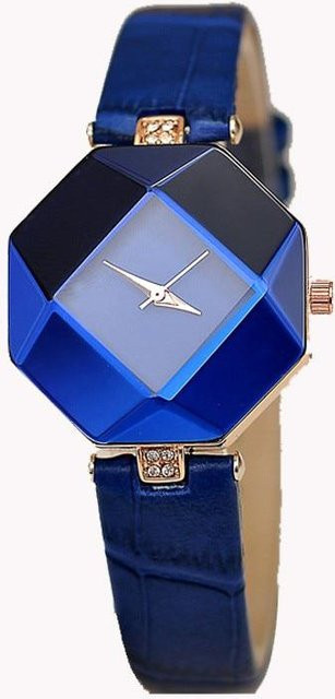 Faylisvow Armbanduhr Quarz, Messing, Leder, Blau, Diamantbesetzt, Damen - Bild 1