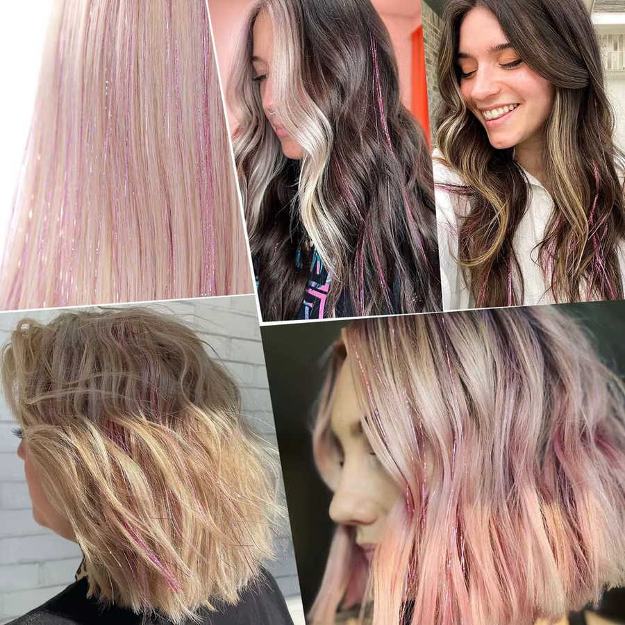 Haar-Lametta-Clip, Glitzer-Haarverlängerungen, synthetisch, Kinder, Mädchen, Frauen - Bild 3