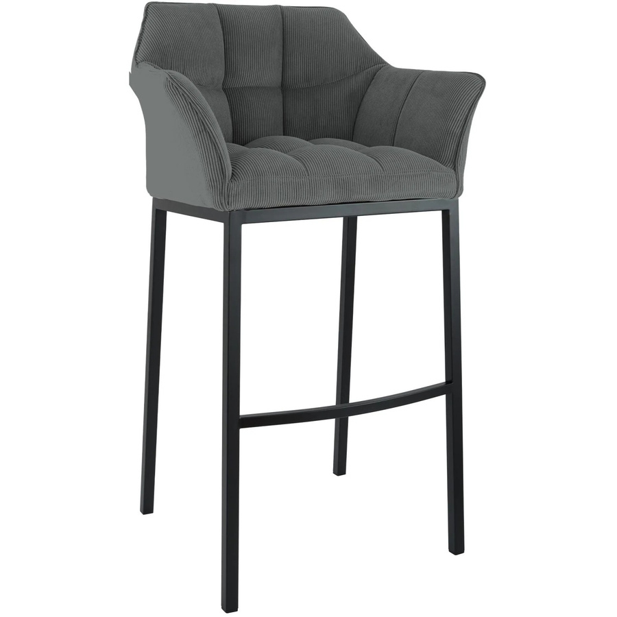 DELUKE Barhocker GIBEL Barstuhl aus Metall mit Lehne in Grau und Schwarz, B/T/H: 64 x 48 x 110 cm - Bild 2
