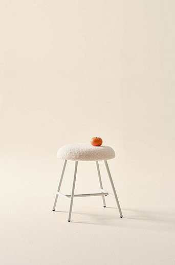 Jotex Hocker LIDO in Weiß mit Bouclé-Bezug und Metallgestell, B/T/H: 34 x 34 x 45 cm - Bild 1