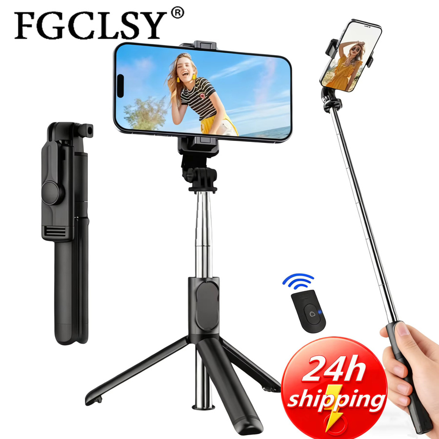 FGCLSY Kabelloses Selfie-Stativ mit Fernbedienung für iOS und Android, tragbares Einbeinstativ und Telefonständer in Schwarz - Bild 2