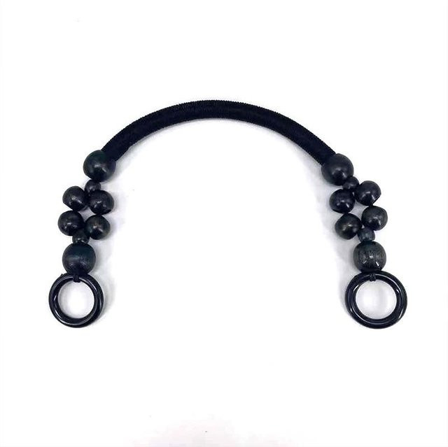Nylon Hanfseil mit Holzperlen, Geldbörsenkette, Schwarz, Unisex - Bild 1