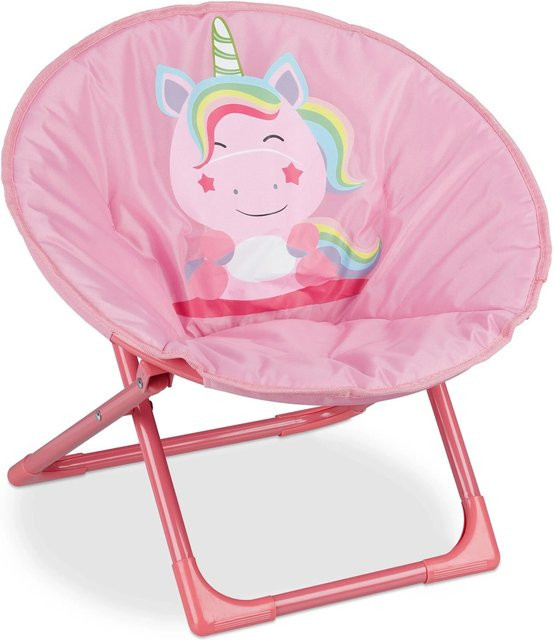 Relaxdays Moonchair Einhorn für Kinder, pink, faltbar, B/T/H: 47 x 50 x 48 cm - Bild 1