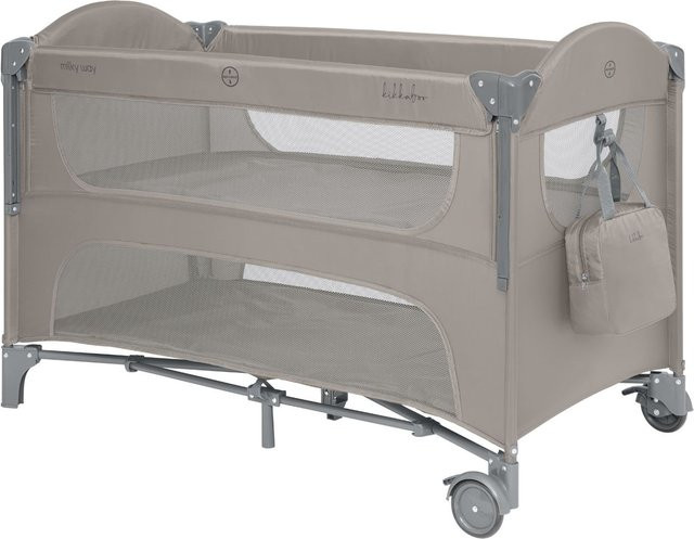 Kikkaboo Reisebett Milky Way mit 2 Ebenen, seitlicher Öffnung und Netzfenster in Beige/Braun - Bild 1