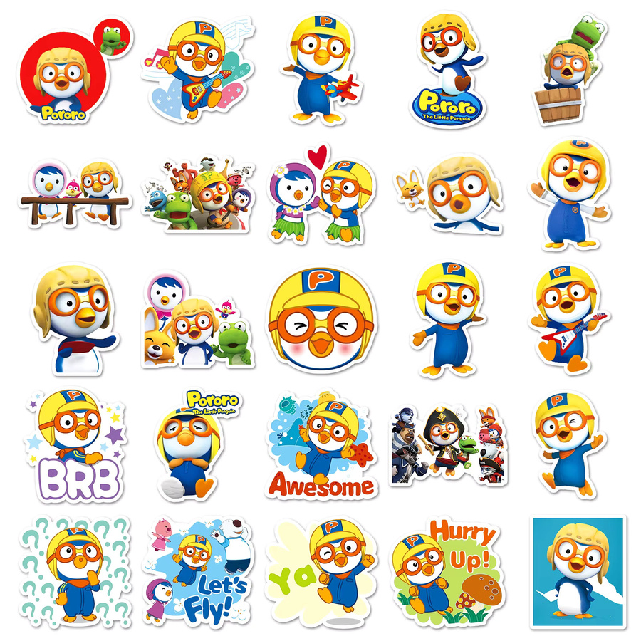 Bandai Pororo Animierte Cartoon-Tiere Aufkleber, 50-teiliges Set - Bild 2