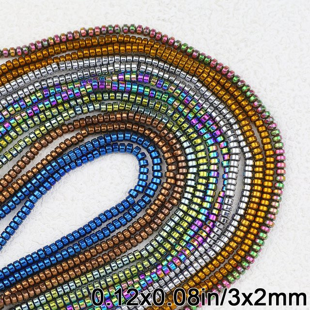 JHNBY Hämatit Perlen, Mehrfarbig, Naturstein, 3x2mm - Bild 1