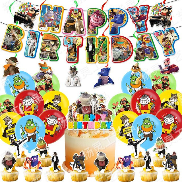 Hasbro Die Bad Guys Party-Dekorationsset mit Happy Birthday Banner und bunten Latex-Ballons für Kindergeburtstage - Bild 1