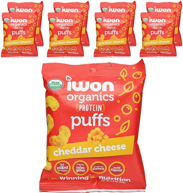 IWON Organics Bio-Protein-Puffs Cheddar-Käse 8 x 42 g - Bild 1