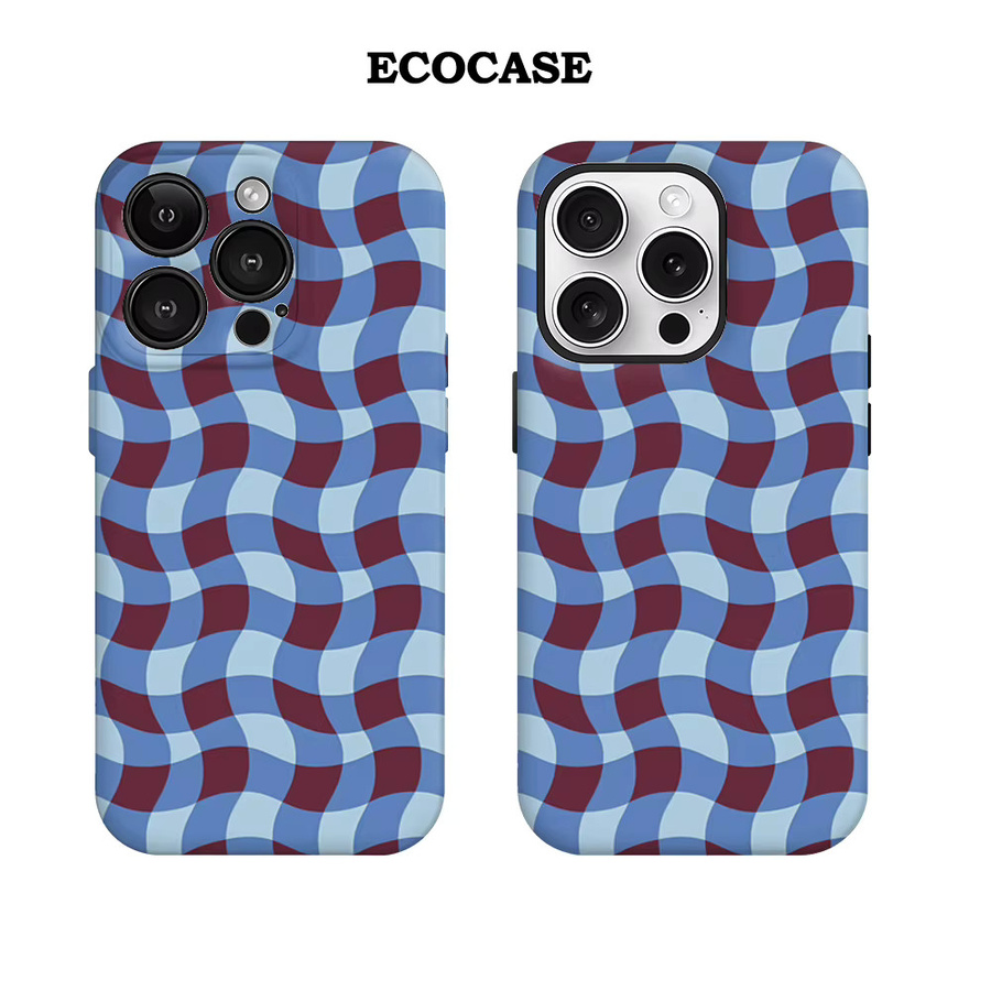 Illusion Wave Checker Handyhülle für iPhone 17 16 15 14 13 12 11 Pro Max Plus mit doppelschichtiger Rückseite in Multicolour - Bild 2