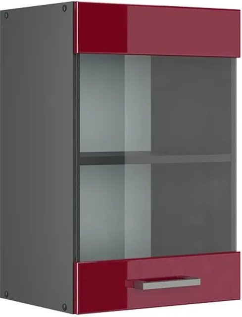 Vicco R-Line Küchenglasschrank Glashängeschrank mit Glastüren in Bordeaux Hochglanz und Anthrazit, Breite: 40 cm, Höhe: 60 cm, Tiefe: 31 cm - Bild 1