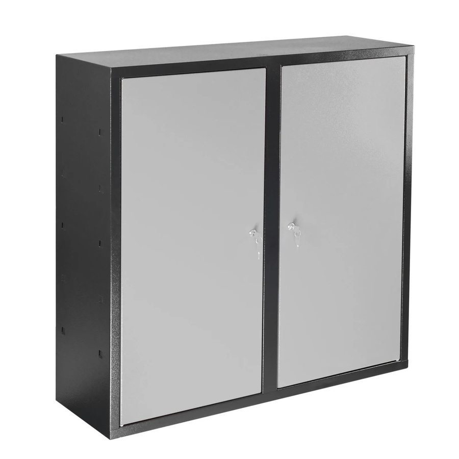 PROREGAL Werkzeugwandschrank mit 2 Türen und 4 Fachböden aus Stahl in Anthrazitgrau und Lichtgrau, H x B x T: 100 x 100 x 30 cm - Bild 2