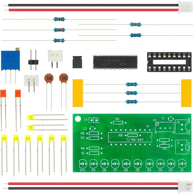 LM3915 Sound Audio Spektrum Analysator Level Anzeige DIY Elektronik Bausatz für 10 LEDs mit 9 V-12 V Betriebsspannung - Bild 1