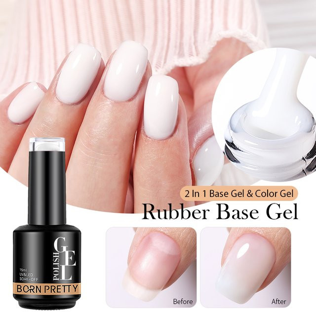 BORN PRETTY Rubber Base Gel Nagellack, Milchig-Weiß, 15 ml - Bild 1