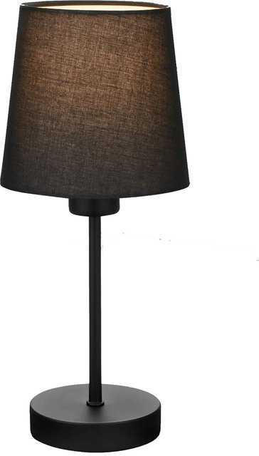 Brilo Tischleuchte Noa Schwarz mit Stoffschirm und Kabelschalter, E14 Fassung, Höhe: 31.4 cm, Breite: 14.0 cm, Tiefe: 10.0 cm - Bild 1