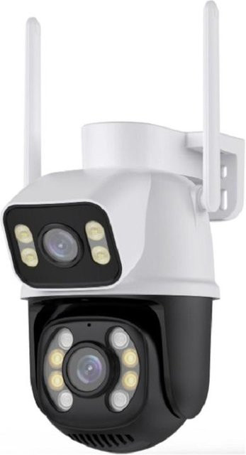 LS VISION iCSee 8MP PTZ Outdoor Überwachungskamera mit Dual-Objektiv, Dual-Bildschirm, Wifi und AI-Menschenerkennung in Weiß - Bild 1