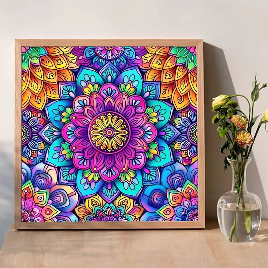 Momoart Diamantmalerei Mandala Blume DIY Wandkunst Abstrakt Multicolour - Bild 3