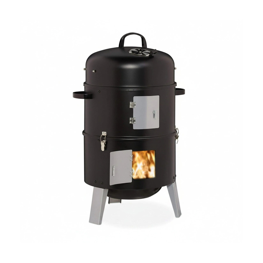 Relaxdays Räuchertonne aus Stahl in Schwarz mit Thermometer, Grillrost und Rauchabzug, H x B x T: 80 x 52 x 40 cm - Bild 2