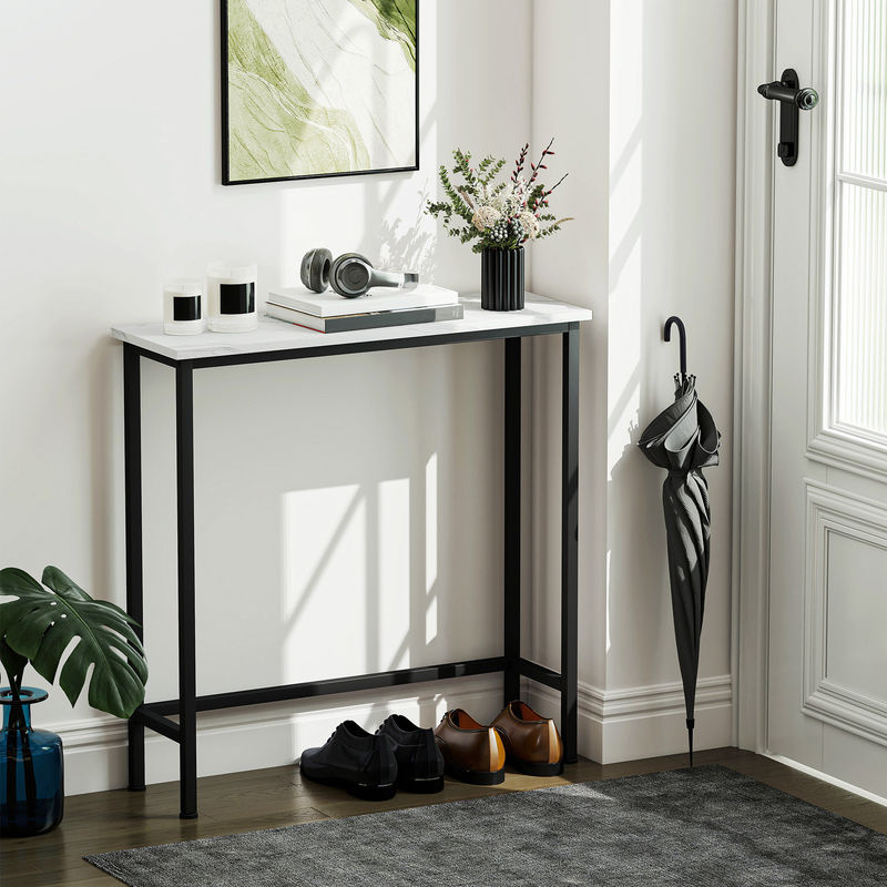 HOMCOM Konsolentisch in Marmoroptik Schwarz, moderner Beistelltisch für Flur, Wohnzimmer und Eingangsbereich, B/T/H: 75 x 24 x 76 cm - Bild 2