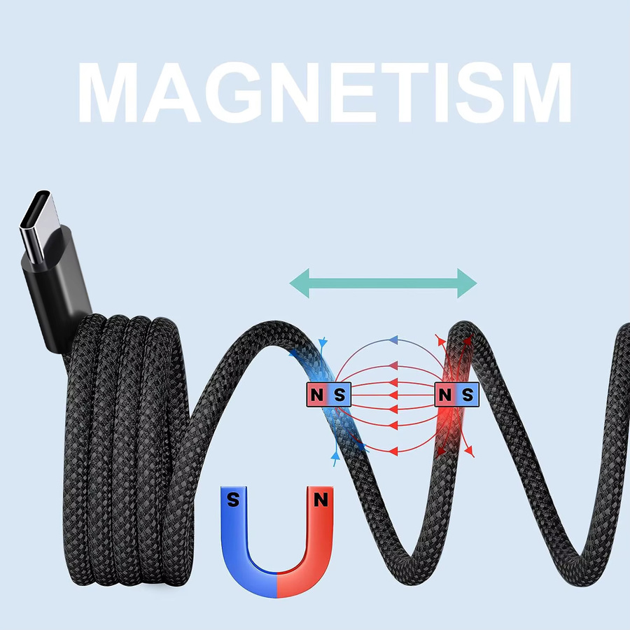 ILEPO Magnetisches USB C zu USB C Schnellladekabel 100W und USB A zu USB C Datenkabel in Schwarz - Bild 6