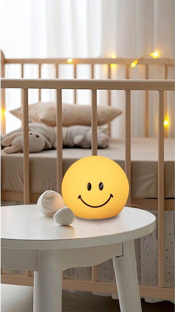 FH Lighting Nachtlicht Smiley GlowMoji in Gelb mit dimmbarer LED und Touch-Funktion aus Silikon - Bild 1